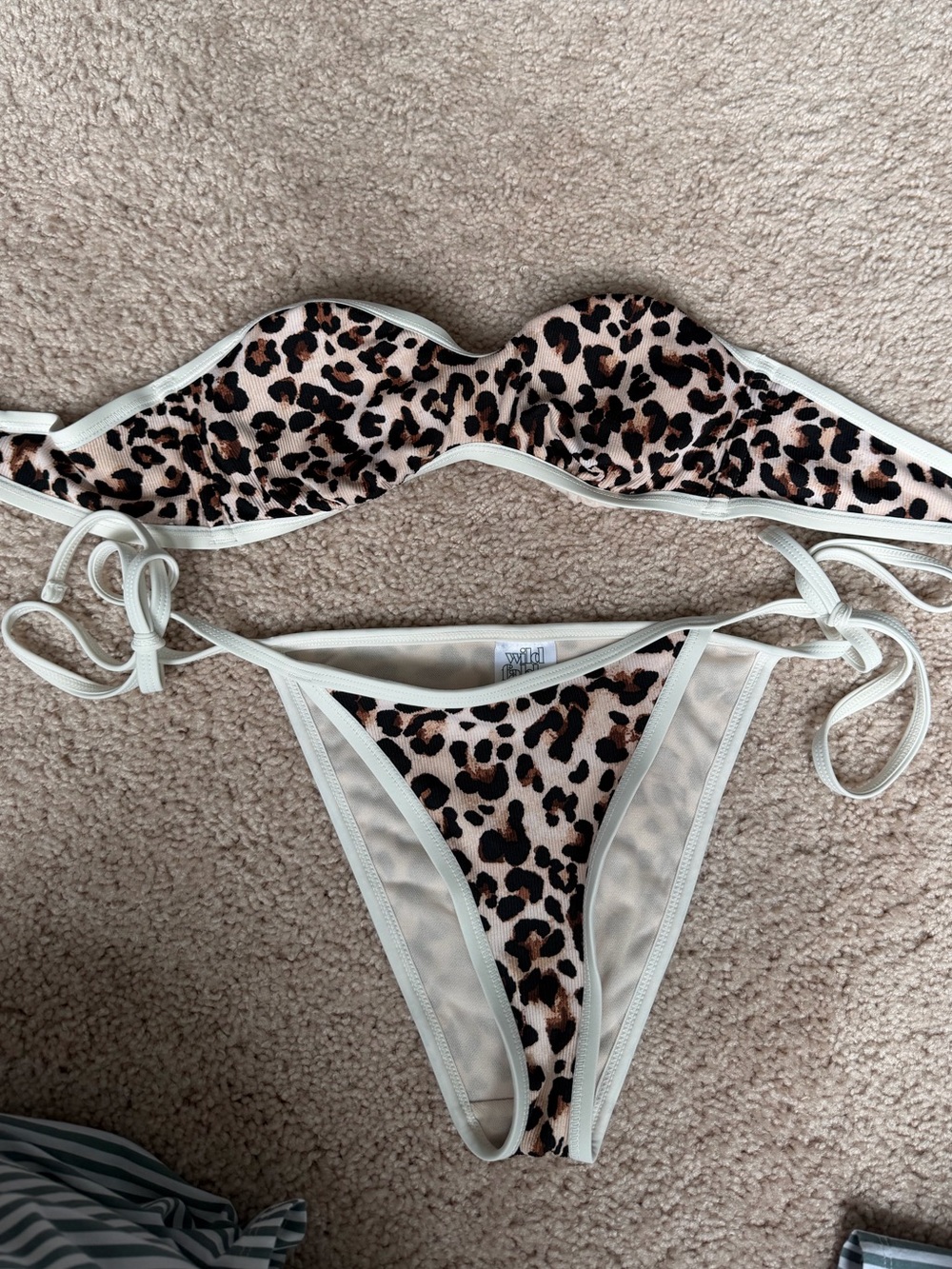 Leopard Print Bikini Set with White Trim